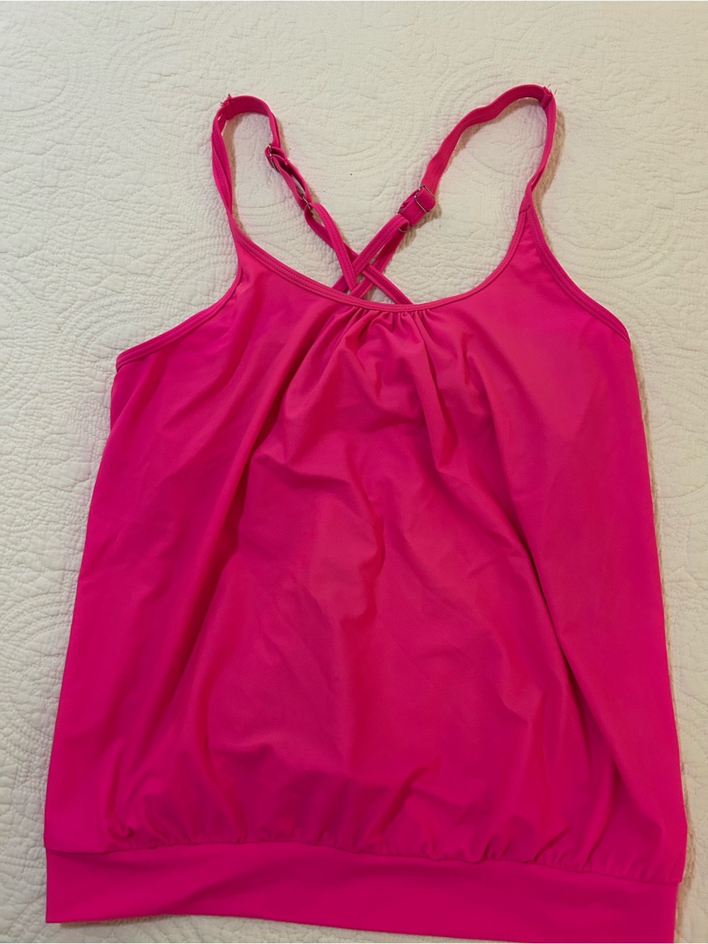 Hot Pink Women's Tankkini Top with Adjustable Straps